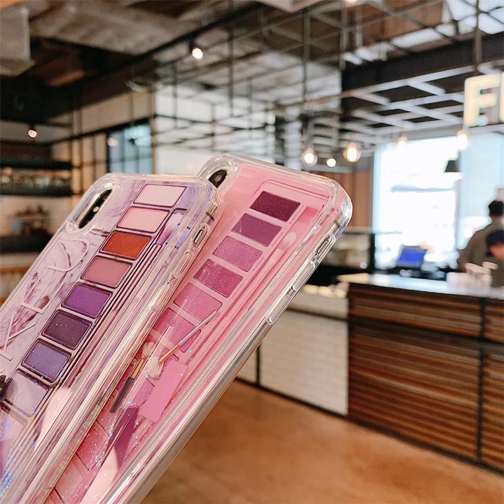 Eye shadow board Palette Phone Case For iPhone XS Max XR 11 11Pro 6 6s 7 8 plus Glitter Quicksand Cover |