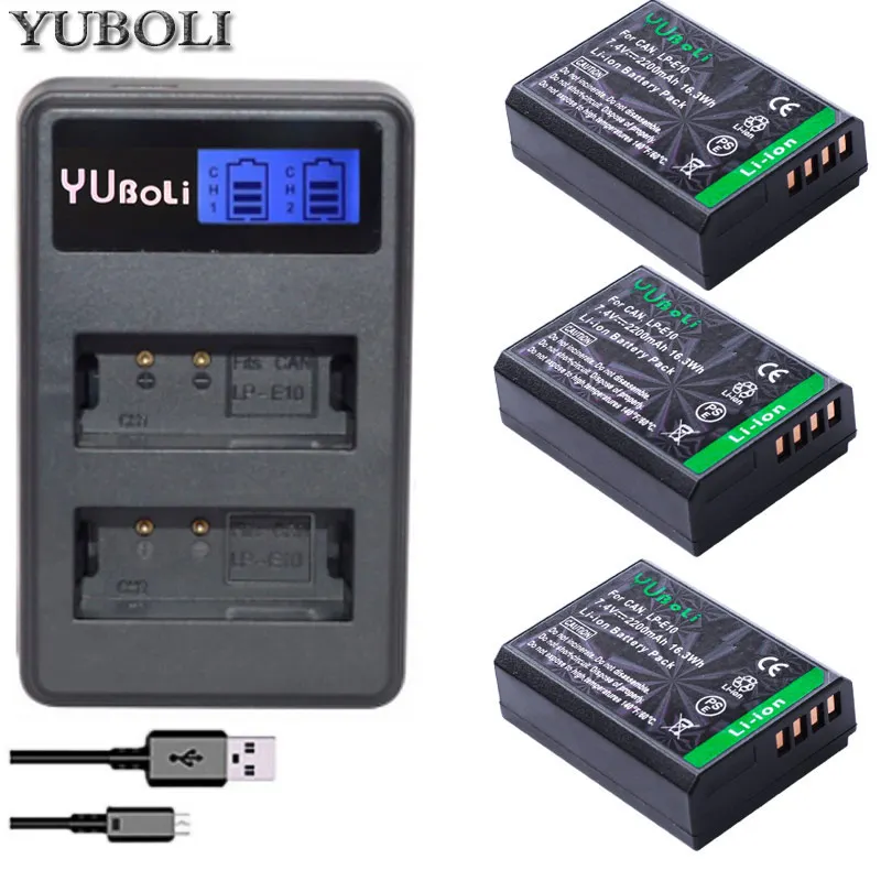 4x LP-E10 LP E10 LPE10 Камера Батарейки+ ЖК-дисплей USB Dual Зарядное устройство для цифровой однообъективной зеркальной камеры Canon EOS 1100D 1200D 1300D поцелуй X50 X70 X80 Rebel T3 T5 T6 - Цвет: charger and 3battery