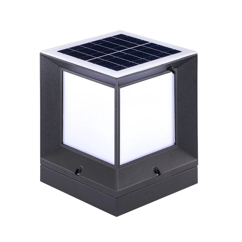 

Energy Saving 2W Modern Square Solar Pillar Light Outdoor For Garden waterproof IP55 courtyard Fence villa decoration