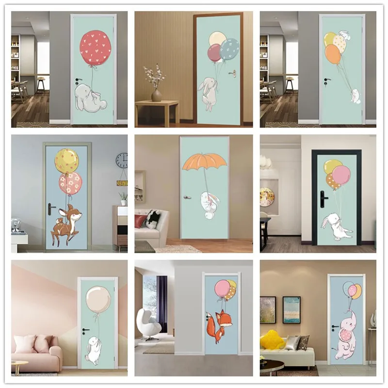 Мультфильм Животные двери плакат Водонепроницаемый Съемный ПВХ Стикеры детской