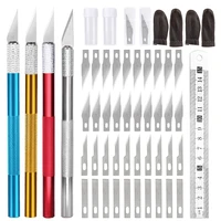 miusie scalpel engraving cutter set non slip metal scalpel knife tools kit with 20 pcs blade carving sculpture craft accessories