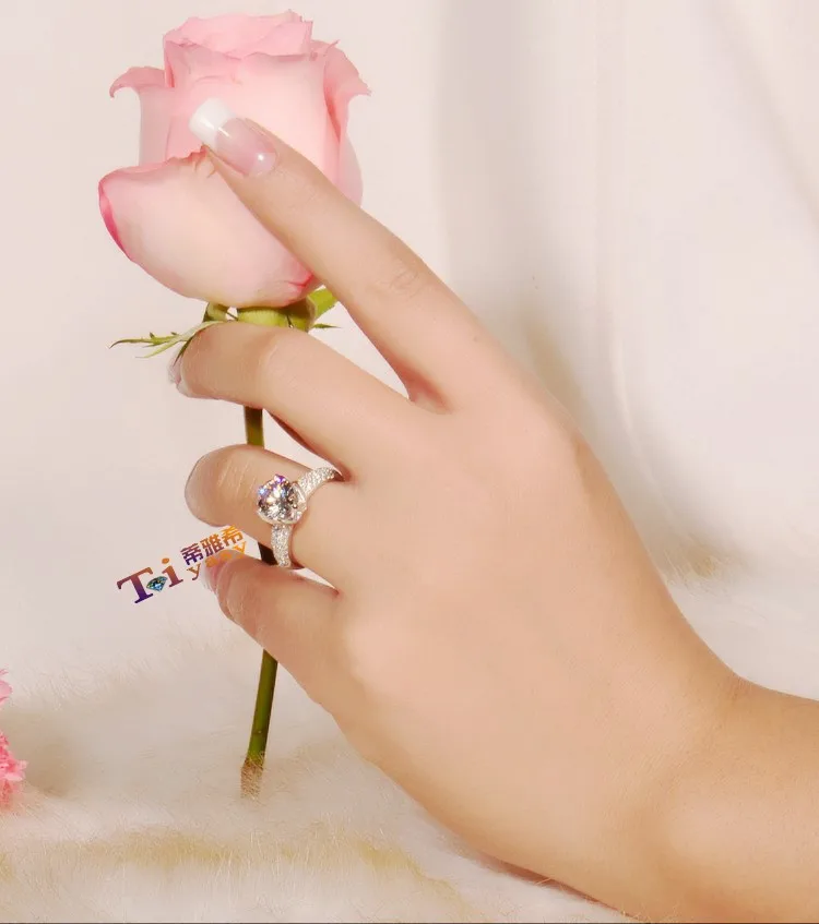 3 карата в форме цветка имитация камня обручальные кольца роскошная звезда