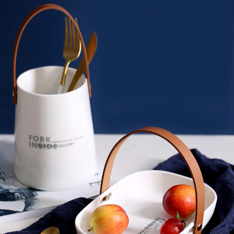 Уникальная Изысканная баночка для хранения в скандинавском стиле с кожаной