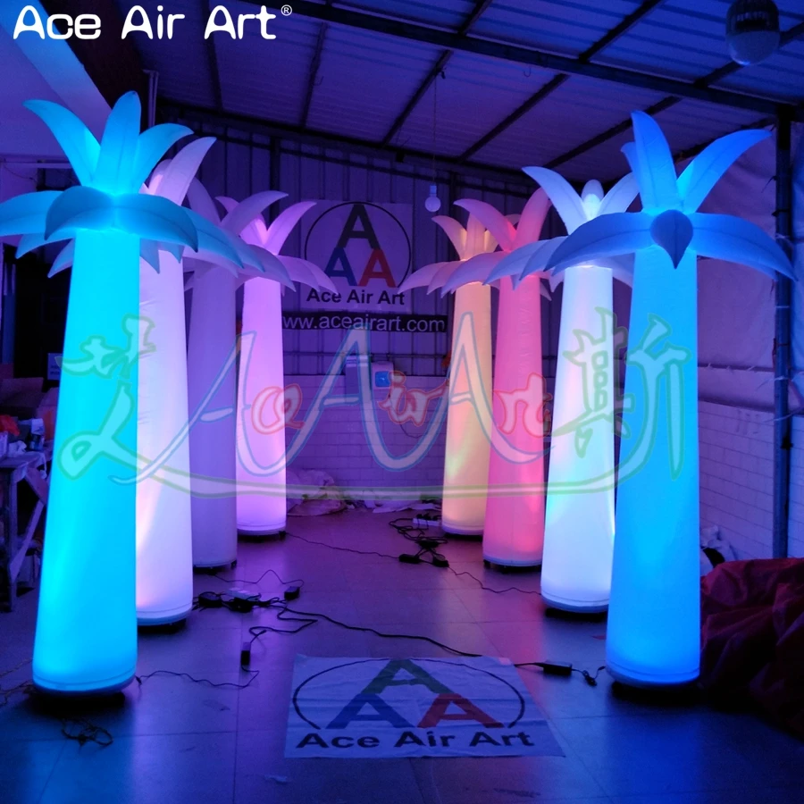 Дешевые надувные пальмы пальмовые лесные столбы для украшения двора с красочным