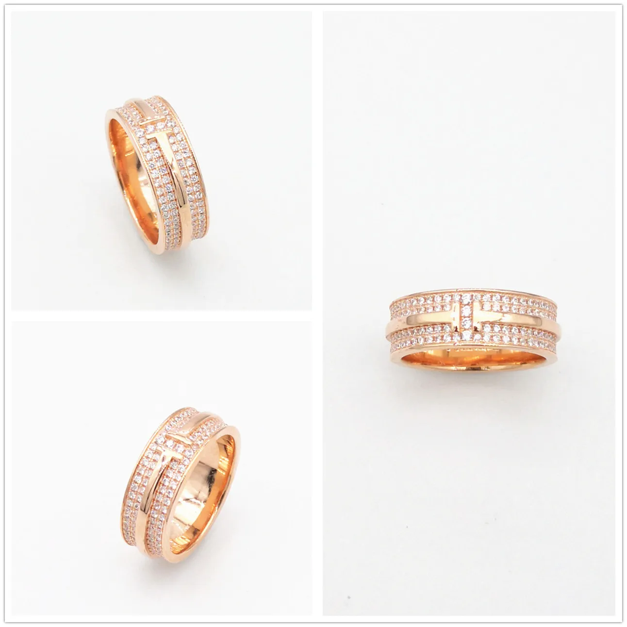 Классическое кольцо из чистого серебра S925 с буквами желтого золота и розового