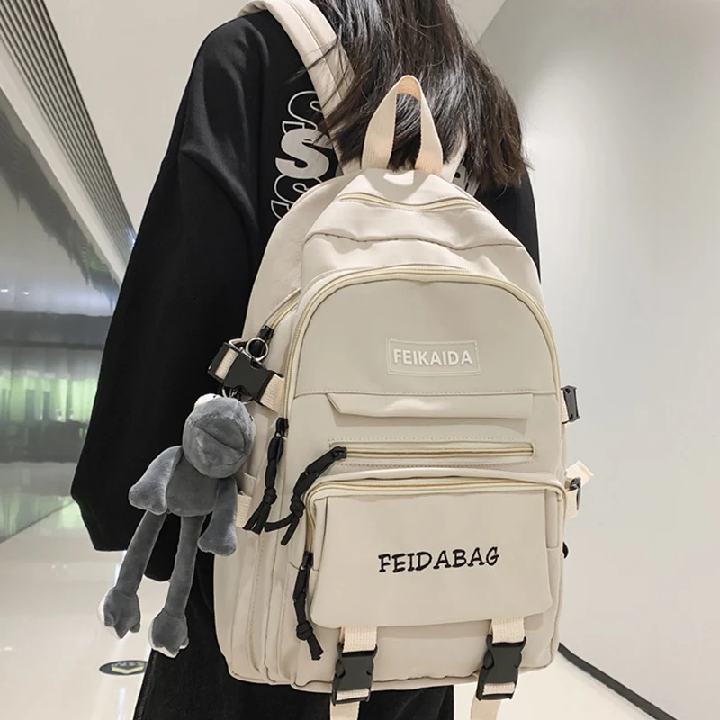 

Новая школьная сумка EST унисекс для книг, Женская водонепроницаемая нейлоновая Повседневная однотонная сумка на плечо, школьная сумка, мила...