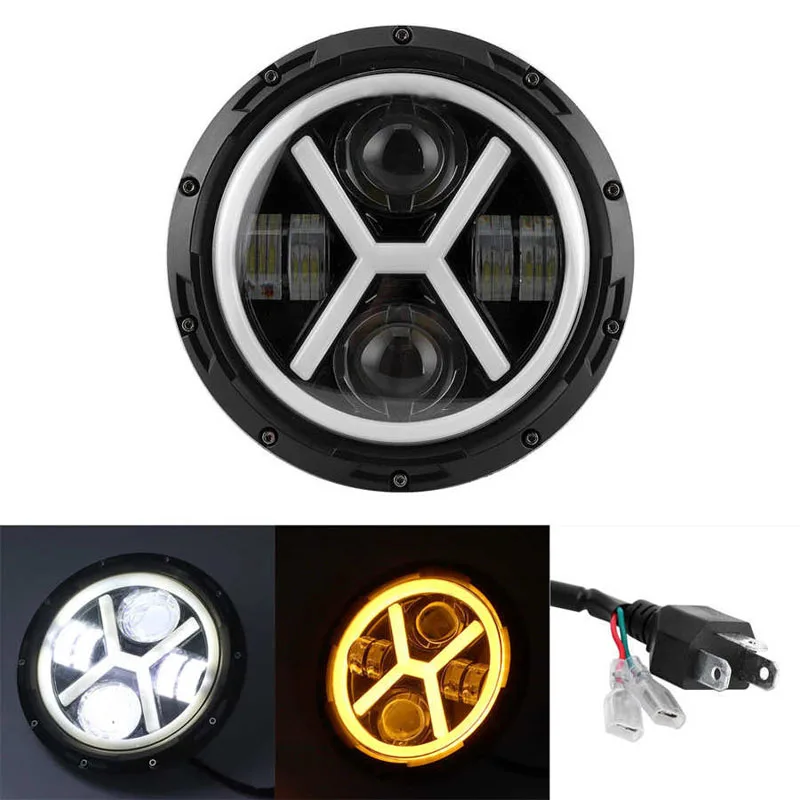 

7 Inch 65W LED Headlight H4 Hi-Lo With Halo Angel Eyes Work Light For Jeep 4x4 urban Niva Jeep JK Land rover defender Hummer