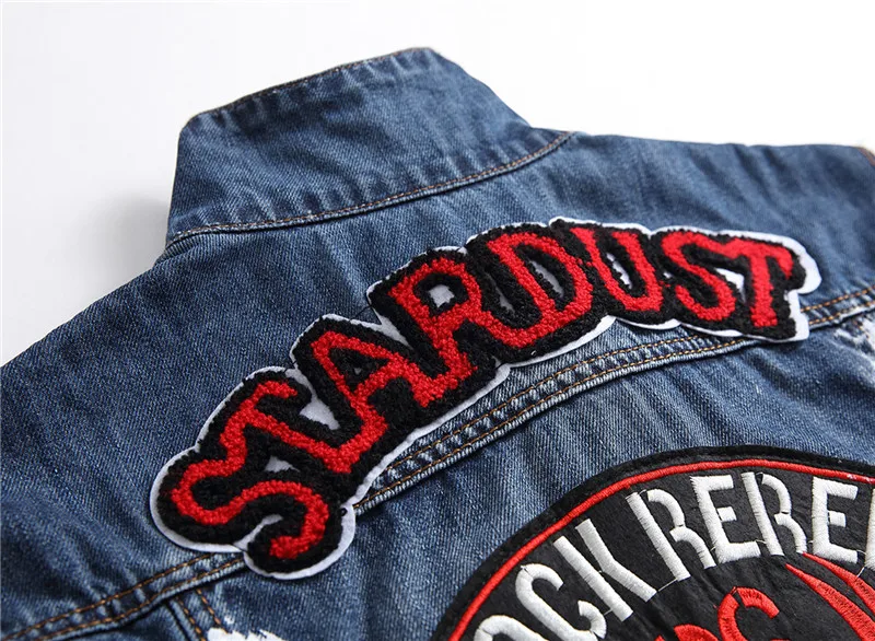 Мужские джинсовые жилеты в стиле панк, черный джинсовый жилет с вышивкой черепа, приталенный модный джинсовый жилет без рукавов, мужской жилет, топы J2868