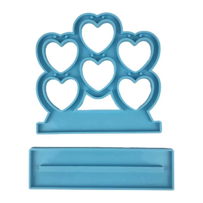 

Heart-shaped Earrings Display Stand Epoxy Resin Mold Jewelry Show Rack Silicone Mould DIY Crafts Making Tool J60E