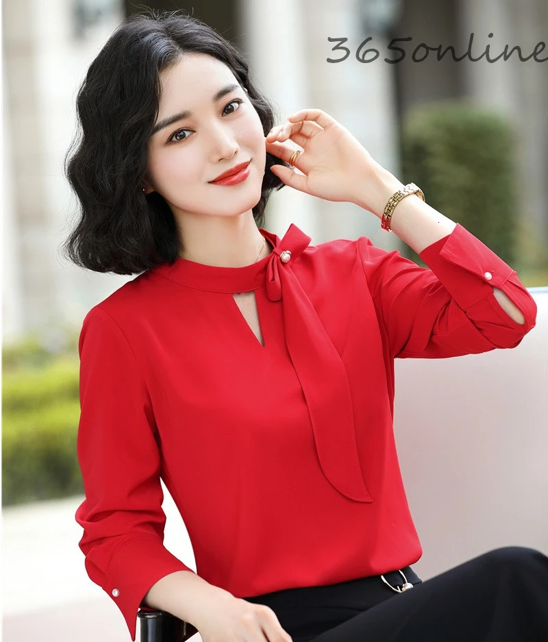 Высокое качество ткань новинка красные блузки рубашки для женщин весна осень