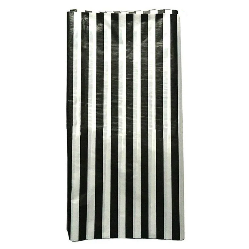 black 137X274 см полосатая пластиковая одноразовая скатерть, скатерть для свадьбы, дня рождения, вечеринки, прямоугольная скатерть, салфетки - Цвет: black