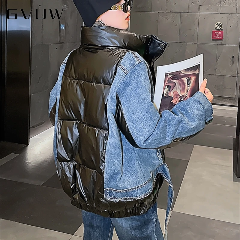 

Женская джинсовая стеганая куртка GVUW с воротником-стойкой