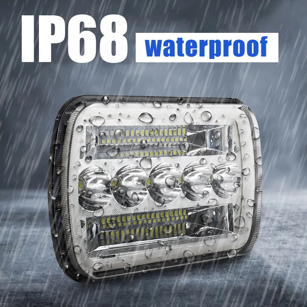 5X7 7X6 дюймов прямоугольный морской Светодиодный луч светодиодный фары с DRL Для Jeep