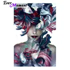 Художественный Настенный декор Ever Instant, аксессуары ручной работы в стиле постмодерн, таинственная девушка с рыбой, полностью алмазная живопись 5L442