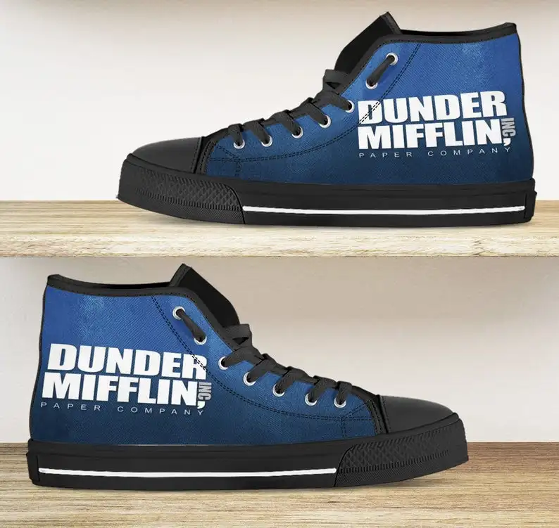 

The Office TV Show Dunder Mifflin Fashion Lightweight High Top Cloth Shoes Men Women Casual Breathable Sneakers