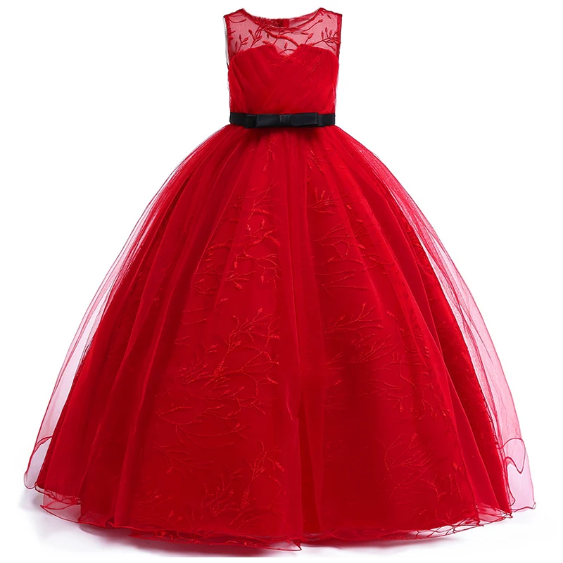 

Summer Teenage Kids Dresses For Girls Lace Long Wedding Evening Dress Kids Pageant Princess Dress Elegant Party 10 12 Years