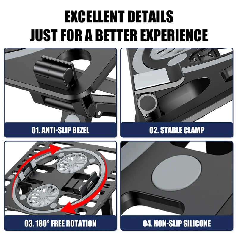 2in1 portable laptop stand support notebook foldable phone holder stand with cooling fan for macbook pro air pc tablet holder free global shipping