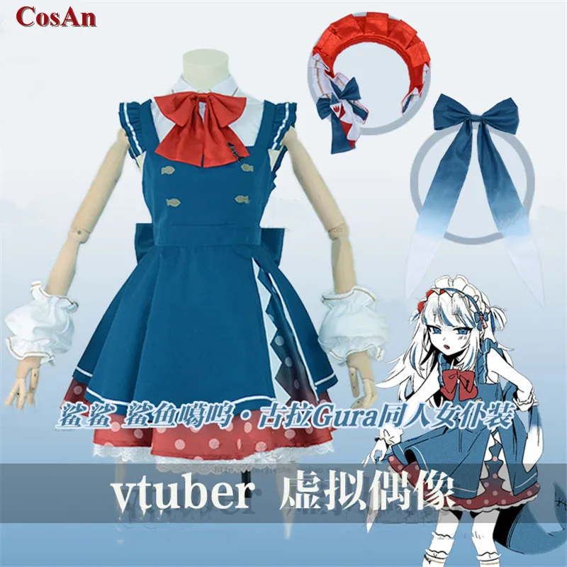 

Anime Vtuber Hololive Gawr Gura Cosplay Costume Lovely Sweet Maid Outfit Unisex Activity Party Role Play Clothing Custom-Make