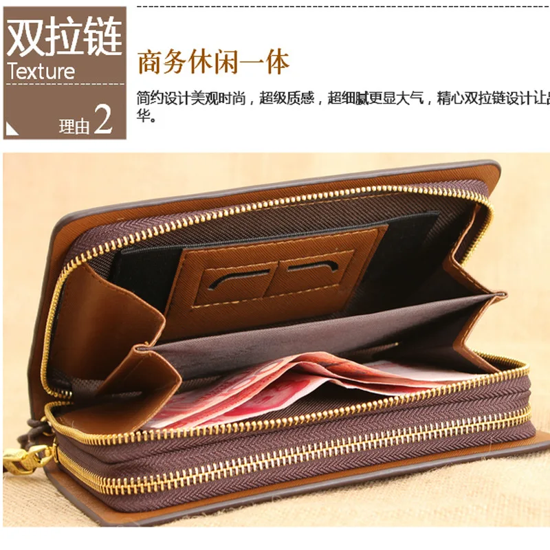 

Men Genuine Leather Man's Day Clutch Business Zipper Long Wallet New Design Male Handbag High Quality Big Capacity Purse