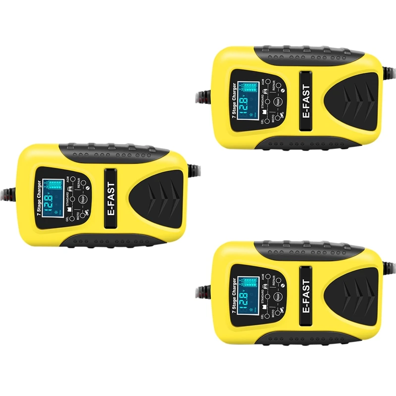 

E-Fast 12V 7 Stage Multi-Battery Mode Lead-Acid Battery Charger Power Pulse Repair with LCD Digital Display