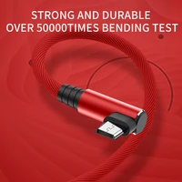 nylon micro usb cable for samsung xiaomi android reversible l bending fast charge cable cord 90 degree data sync cable