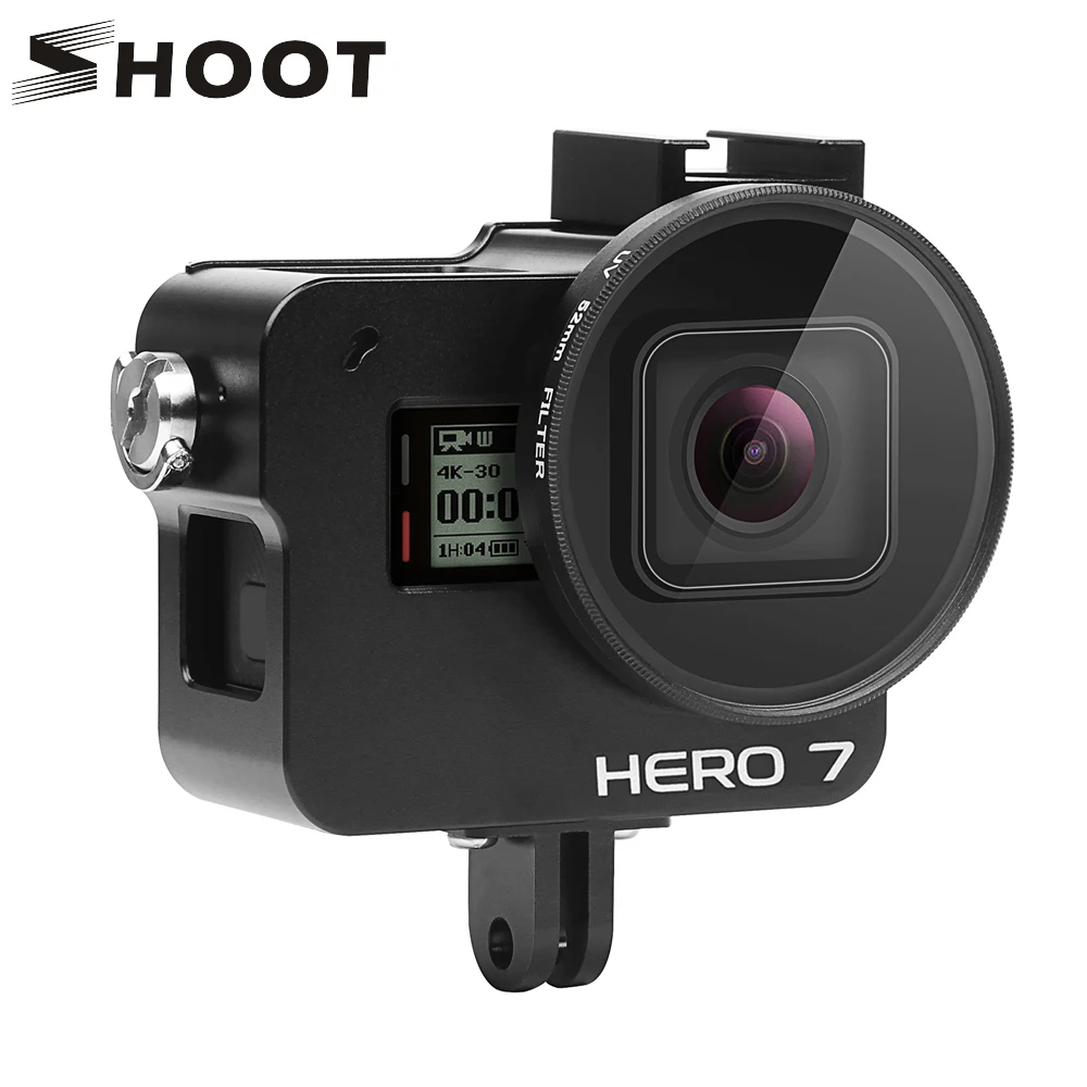 Защитный чехол SHOOT CNC для GoPro Hero 7 6 5 черная клетка с УФ-фильтром аксессуары из