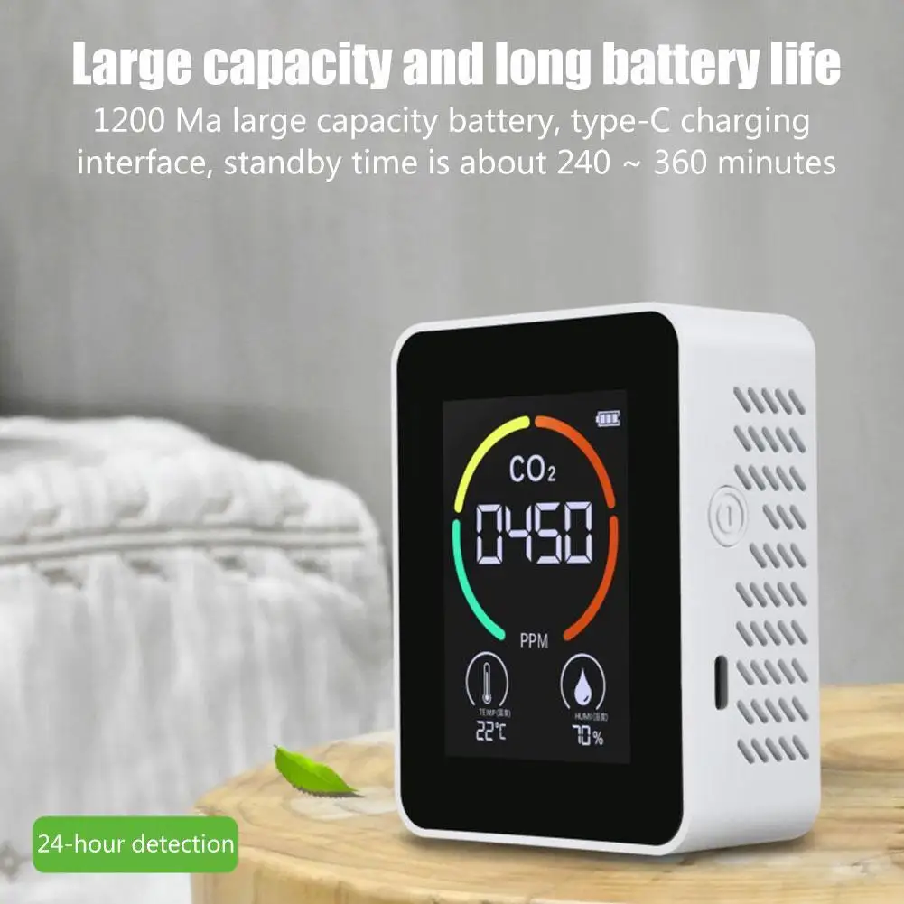 

Портативный Измеритель Tvoc CO2, цифровой измеритель температуры и влажности, тестер качества диоксида формальдегида, датчик, монитор воздуха,...