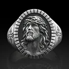 PITUTU Новое поступление, кольца для мужчин, Иисус окисленное старинное серебряное кольцо, Овальный христианский крест, религиозные украшения, мода 2021