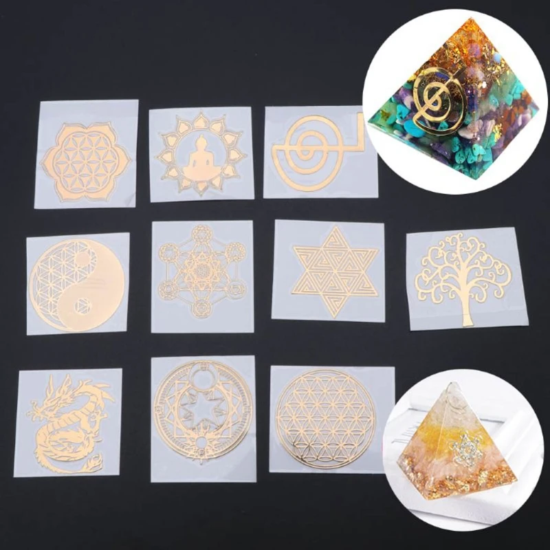 

30Pc 7 Chakra Copper Energy Tower Orgonite Sticker Flower Life Tree Pyramid Epoxy Resin Fillings Material DIY Jewelry Making