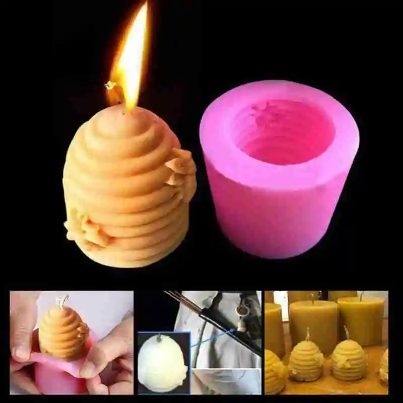 

1 Pcs 3D Bee Honeycomb Candle Silicone Molds Beehive Candle For Homemade Melt Wax Beeswax Making Crayon Hives Candle Mold S Q5Y5