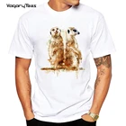 Забавная Акварельная футболка с животными для мужчин, футболка, хипстерская футболка большого размера, Мужская футболка с рисунком мерцающих животных