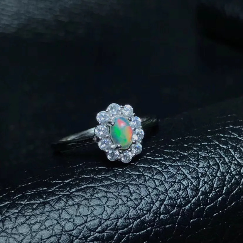 

Fine jewelry 925 pure silver jewelry box, natural opal female ring, big jewelry