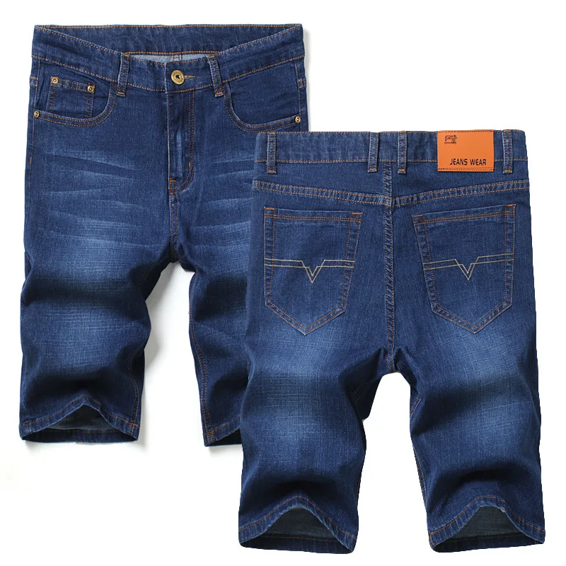 

Men Business Jeans shorts Classic summer Male Cotton Straight Stretch Brand Denim short Pants Overalls Slim Fit Trousers 2021