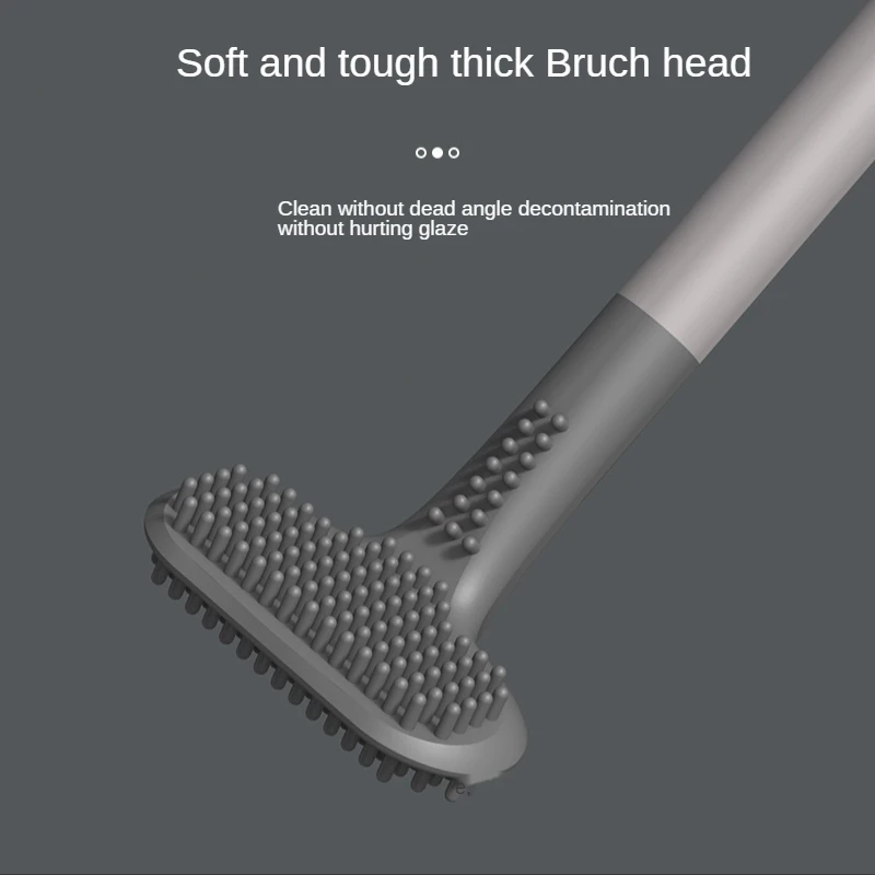 Силиконовая щетка для туалета ТПР с длинной ручкой сушильный держатель