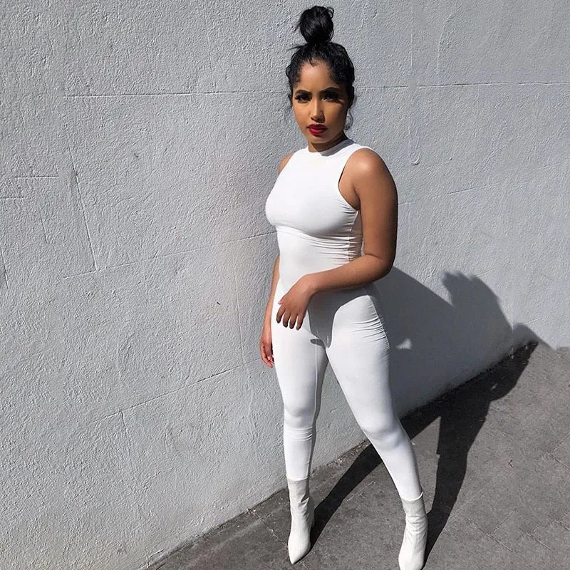 

Women O Neck Bodysuit Sexy Long Sleeve Bodycon Full Length Jumpsuit Solid Elastic Casual Party Bodysuits