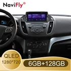 Автомобильный радиоприемник, 6 ГБ + 128 ГБ, Восьмиядерный процессор QLED 1280*720 Android 10,0, радио, навигация, GPS плеер для Ford Kuga 2 Escape 3 2012-2019, No 2 Din DVD