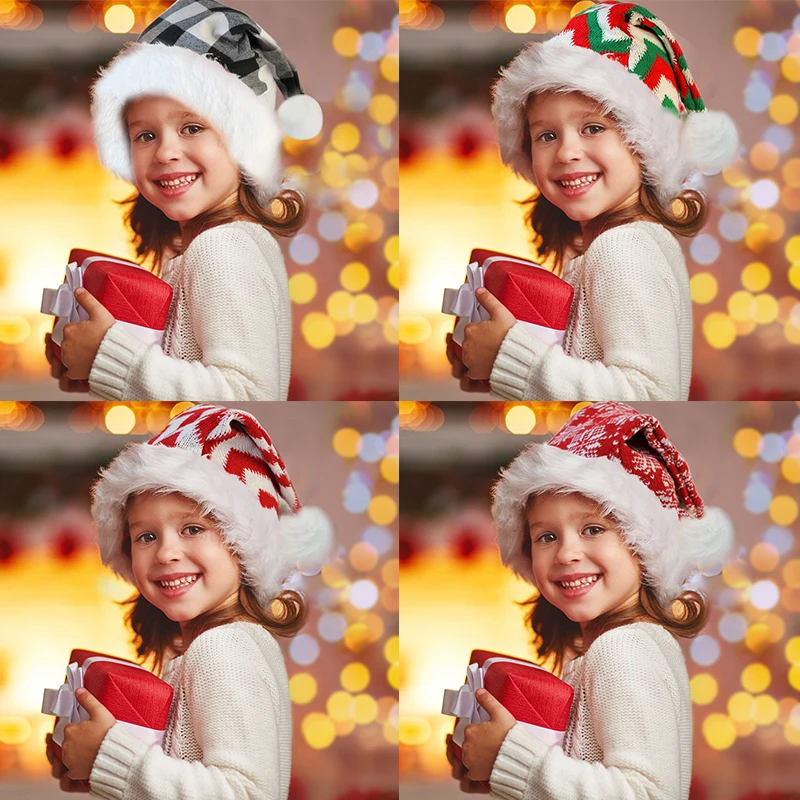 1 шт. Плюшевая вязаная рождественская шапка высококачественные шапки