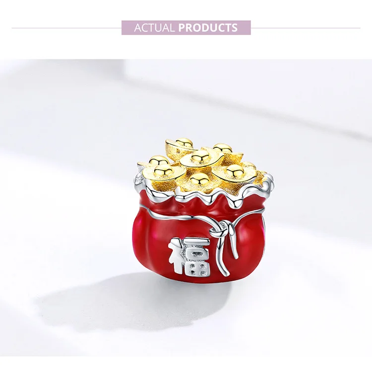 Браслет Pandora, серебро 925,, китайский талисман на удачу, бусины S925, красный, талисман на удачу, Бог, талисманы для изготовления ювелирных изделий