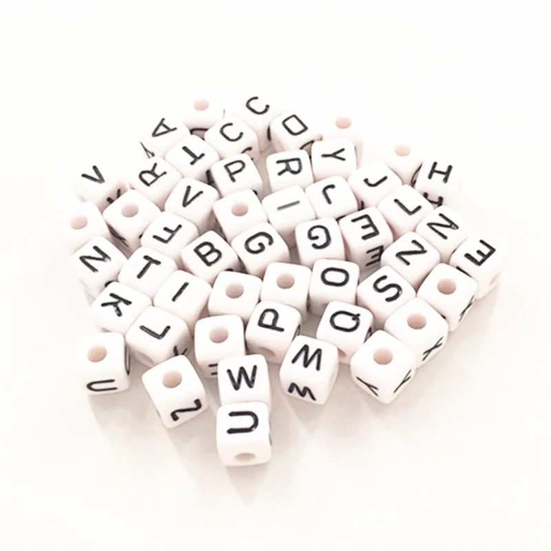 Chenkai 500 шт. 10*10 мм белый пластиковый акриловый кубик алфавита Квадратные бусины в