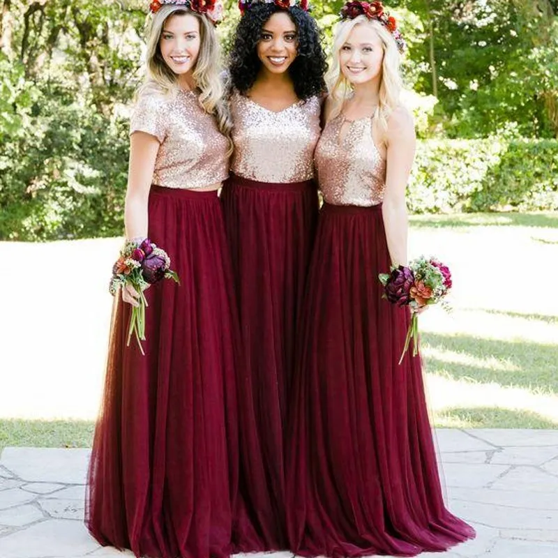 

2021 Burgundy Long Soft Tulle Skirts For Bridesmaid To Wedding Party A-line Custom Made Tutu Skirt Bridal Tulle Skirt Zipper