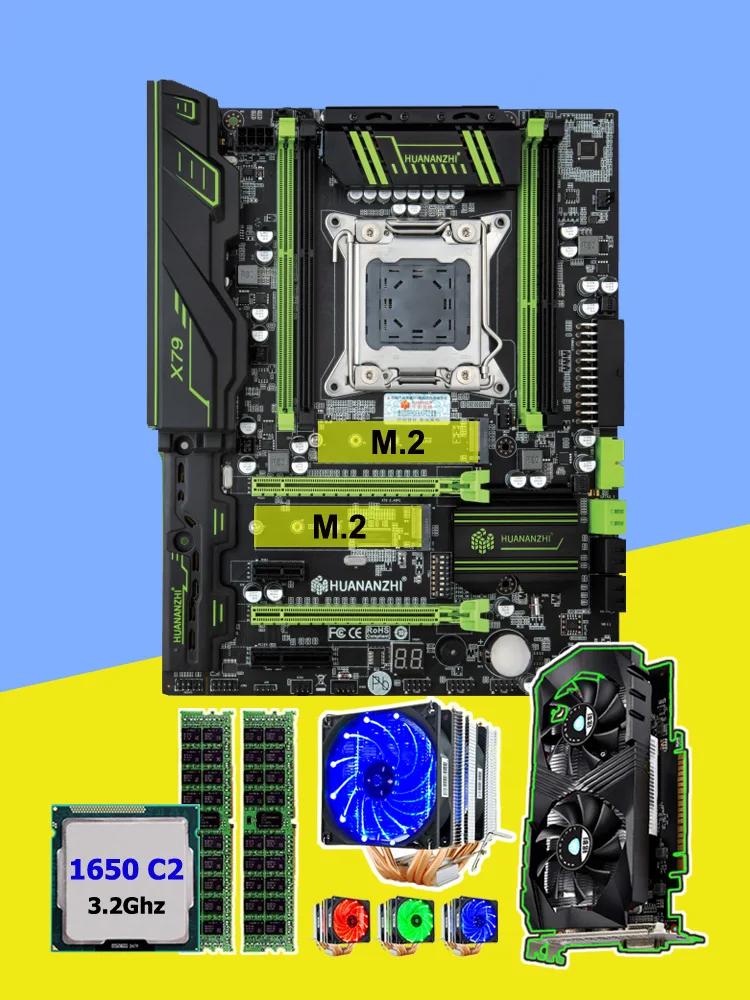 

Игровая материнская плата HUANANZHI X79 Super, 2 * M.2 SSD слот, видеокарта GTX1050Ti 4G процессор Xeon E5 1650 3,2 ГГц, ЦПУ, кулер 16 Гб ОЗУ