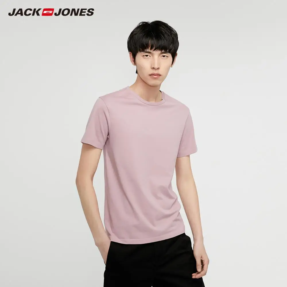 502-BERRY JackJones, Мужская хлопковая футболка, одноцветная, Ice Cool Touch, ткань, мужская, топ, модная футболка,, фирменная новинка, Мужская одежда, 220101546 - Цвет: 502-BERRY