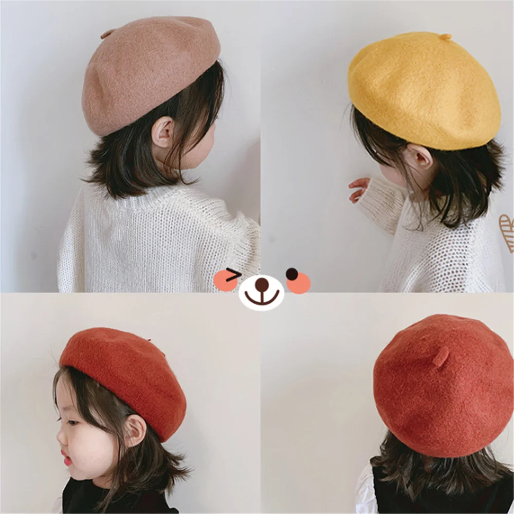 Весенне-осенне-зимние детские шапки-береты имитация шерсти теплый Берет шапочка