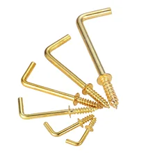 20pcs/10pcs L shape Dresser Cup Hooks Right Angle Screws 7 Style Hanger Gold Yellow Alloy Frame Sheep Eyes Iron Hanging 7mm-70mm