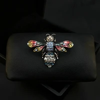 retro bee brooch for women dress suit rhinestone jewelry high grade insect enamel pins sweater accessories wedding buckle gifts