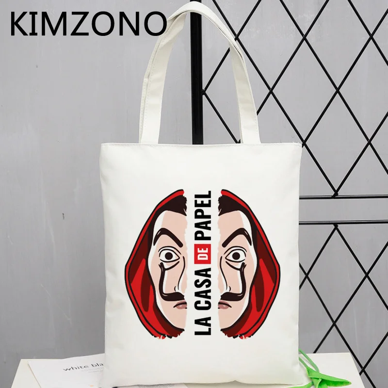 

Money Heist shopping bag eco canvas handbag reusable bag bolsas reutilizables ecobag fabric bolsas ecologicas sac toile
