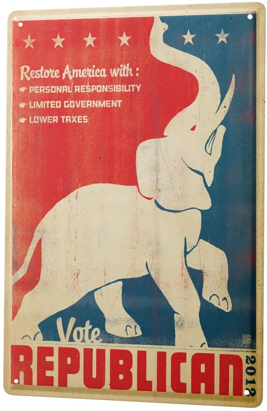 

Tin Sign Metal Plate Decorative Sign Home Decor Plaques 30 x 40 cm Nostalgic Election Poster 2012 Republican Elephant