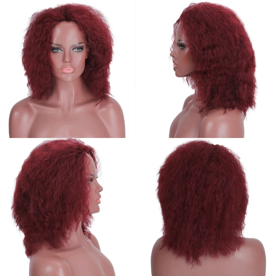 WEILAI афро кудрявый парик 130% плотность короткие термостойкие парики для