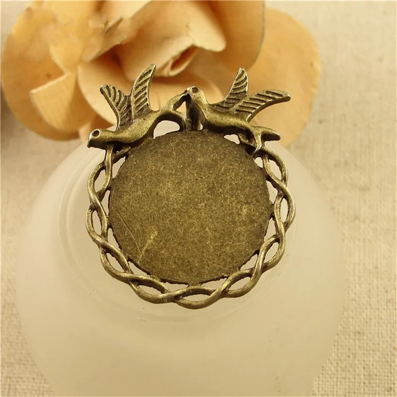 10 шт Античная птица из бронзы гнездо для кабошонов прикрепления к основанию с