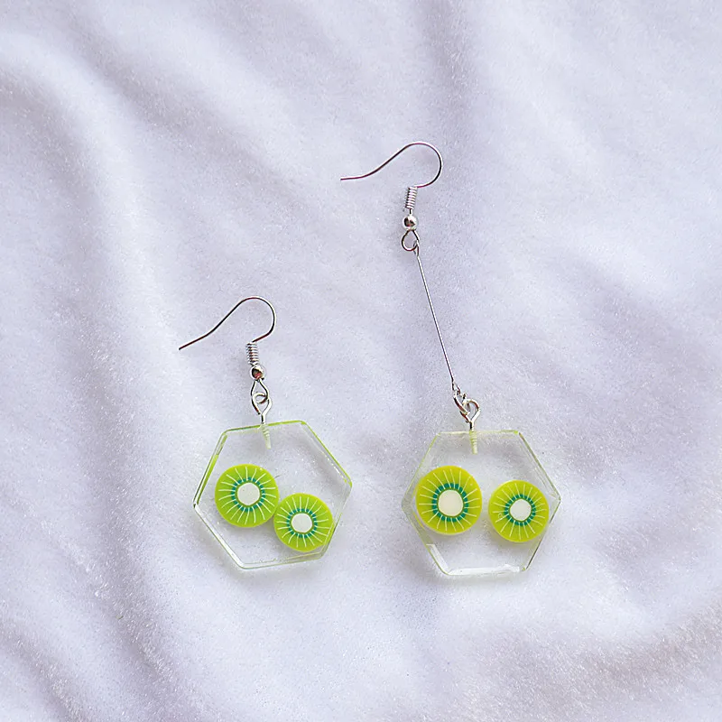 Корейский Цвет патч личного прозрачный фрукты из смолы серьги Творческий розово